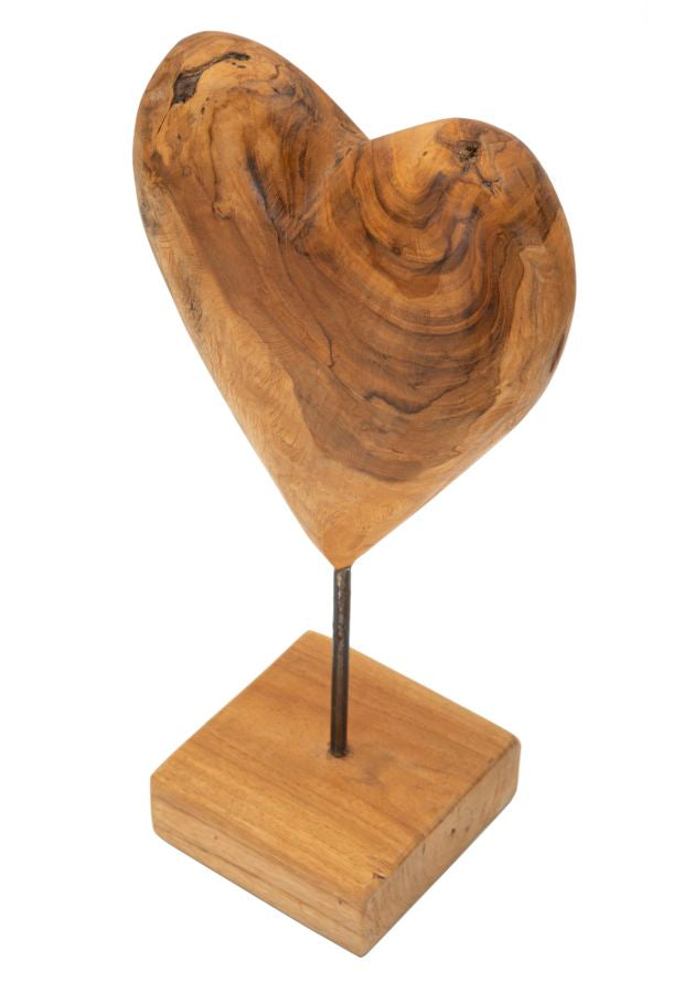 Dobu hjärtskulptur i teak 20 x 12 x 37 cm – bild 3
