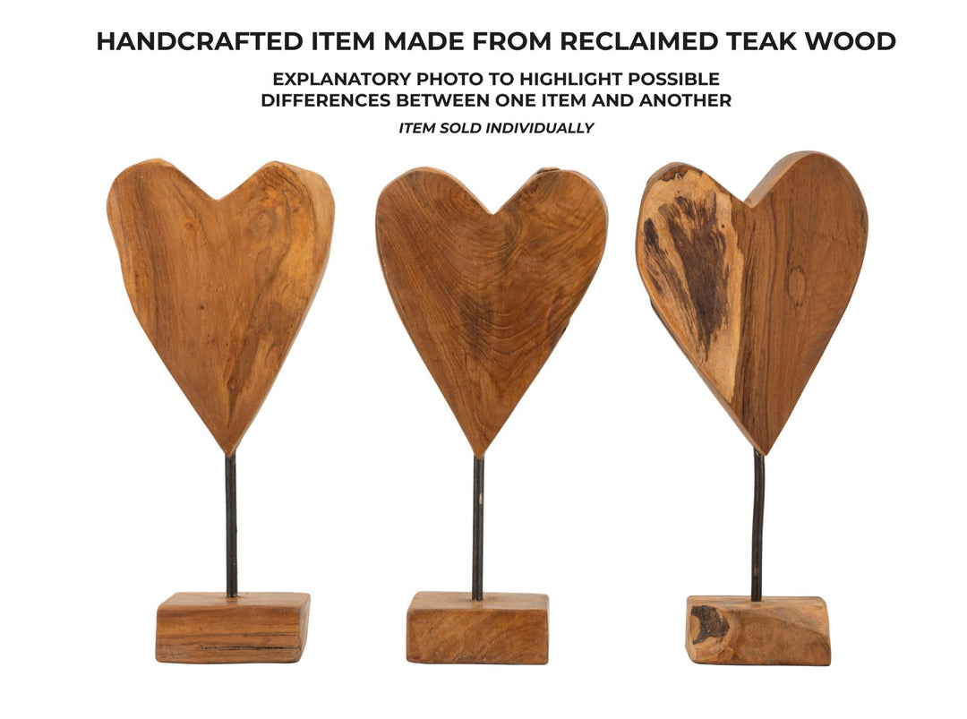 Mauro Ferretti Heart hjärtskulptur i teak 35 cm