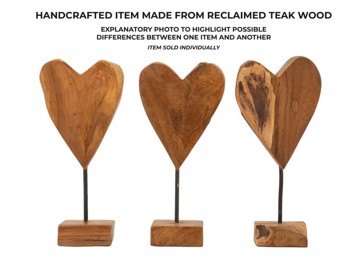 Mauro Ferretti Heart hjärtskulptur i teak 35 cm