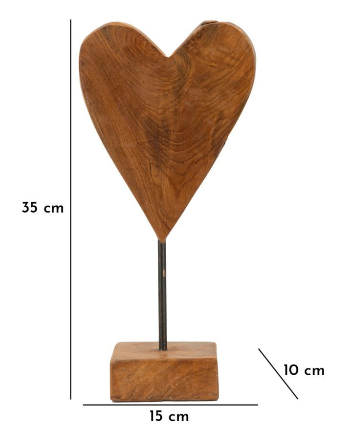 Mauro Ferretti Heart hjärtskulptur i teak 35 cm