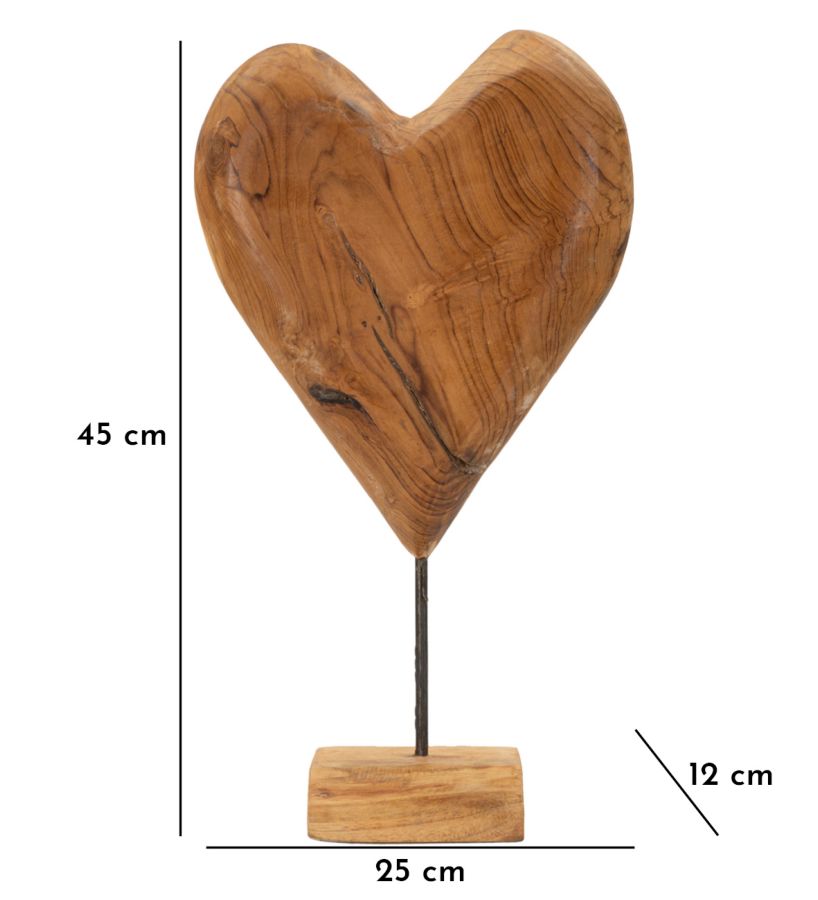 Dobu hjärtskulptur i teak 25 x 12 x 45 cm – bild 10