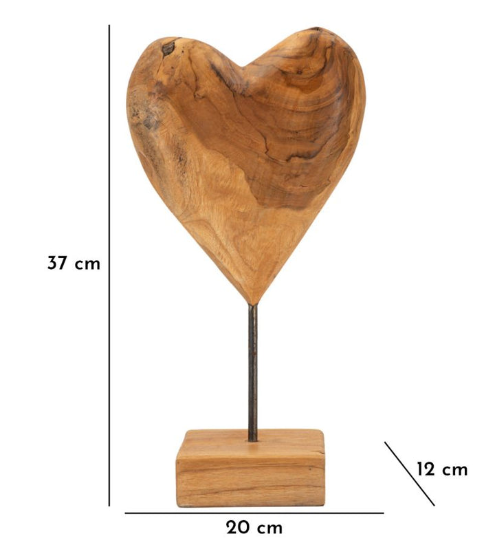 Dobu hjärtskulptur i teak 20 x 12 x 37 cm – bild 10