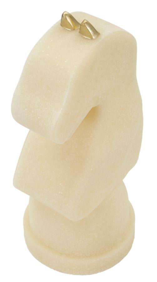 Mauro Ferretti Quarzy schackhäst skulptur - vit/guld – Vit/guld, Polyresin, 14 x 13 x 31 cm – bild 4