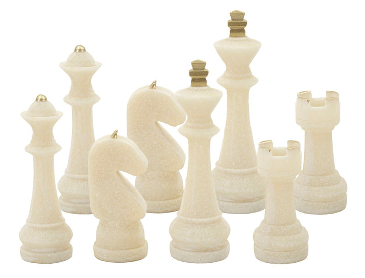 Mauro Ferretti Quarzy schackpjäser dekorationsset 8-pack - vit/guld – Vit/guld, Polyresin