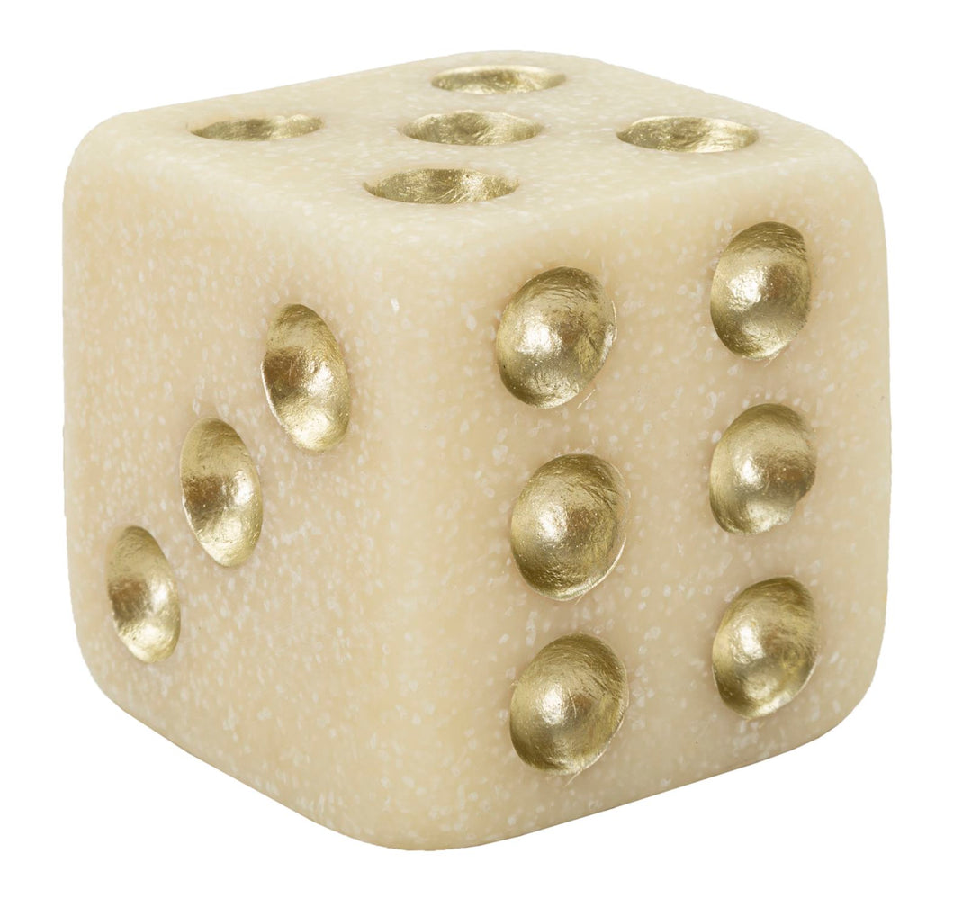 Mauro Ferretti Quarzy dekorativ tärning 8 cm - vit/guld – Vit och guld, Polyresin, 8 × 8 × 8 cm