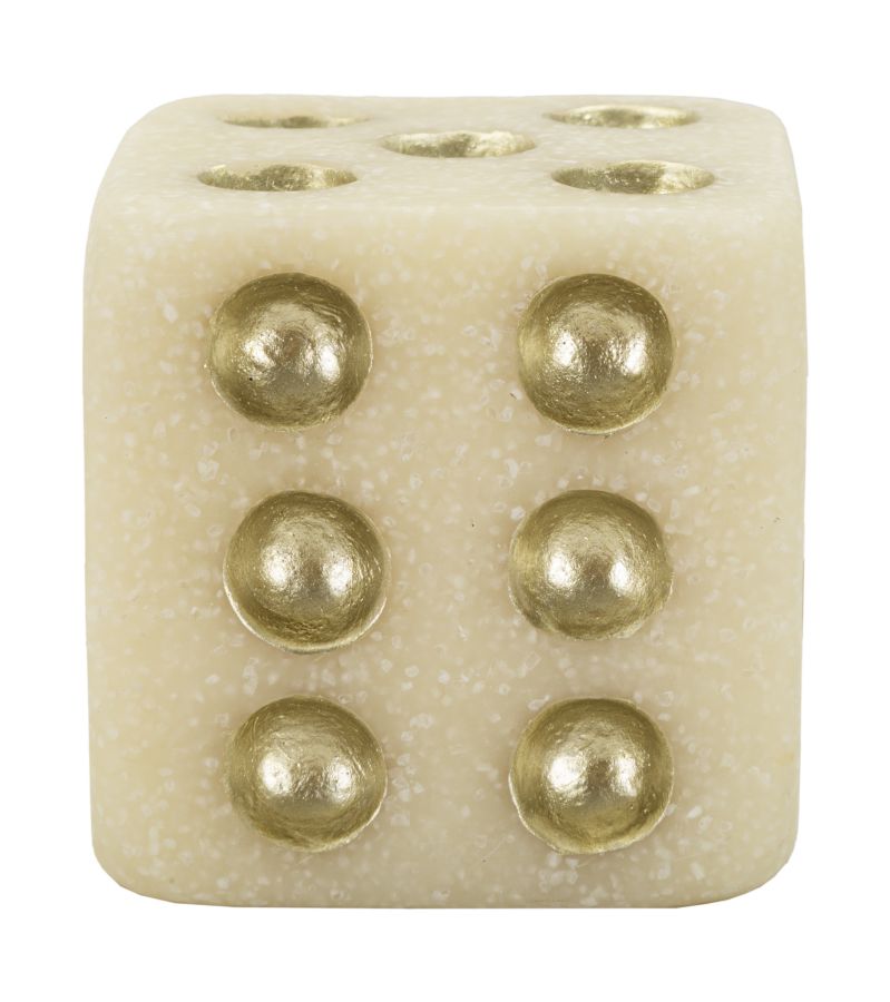 Mauro Ferretti Quarzy dekorativ tärning 8 cm - vit/guld – Vit och guld, Polyresin, 8 × 8 × 8 cm – bild 2