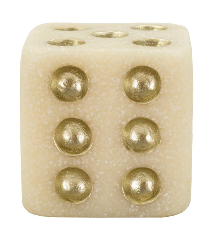 Mauro Ferretti Quarzy dekorativ tärning 8 cm - vit/guld – Vit och guld, Polyresin, 8 × 8 × 8 cm – bild 2