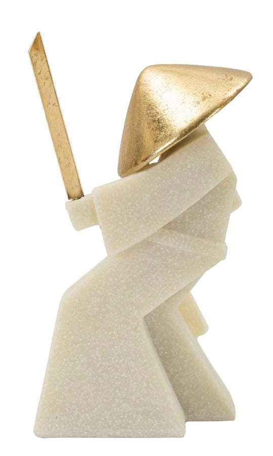 Mauro Ferretti Toku Quarzy samurajskulptur - vit/guld – Vit och guld, Polyresin och metall, 14 × 9 × 24,5 cm – bild 3