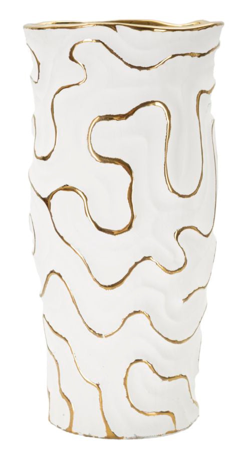 Mauro Ferretti Adore vas Ø16 × 32,5 cm - vit/guld