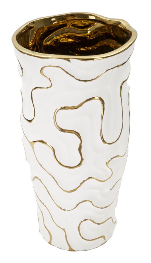 Mauro Ferretti Adore vas Ø16 × 32,5 cm - vit/guld