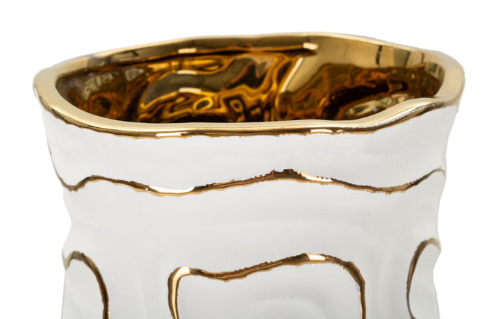 Mauro Ferretti Adore vas Ø16 × 32,5 cm - vit/guld