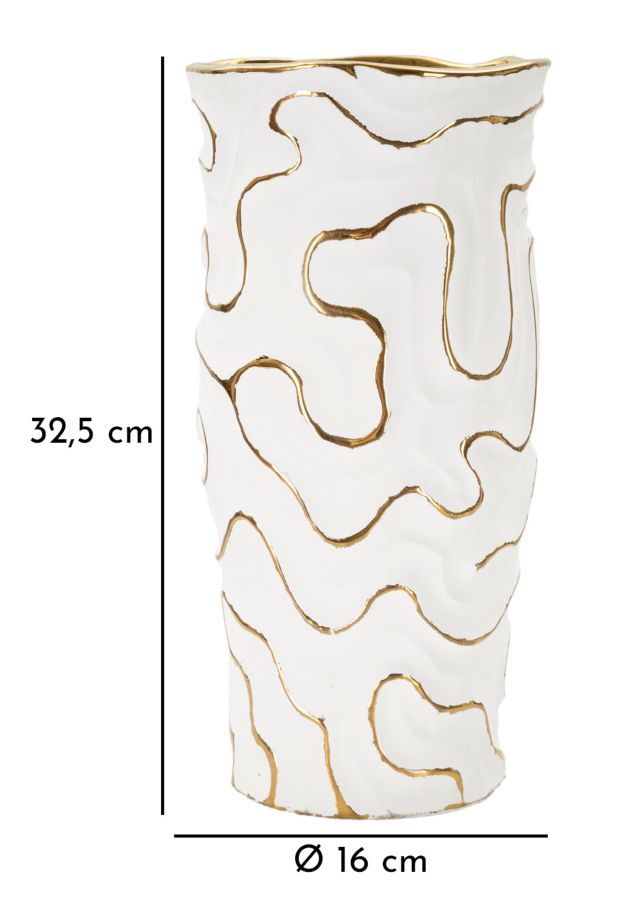 Mauro Ferretti Adore vas Ø16 × 32,5 cm - vit/guld