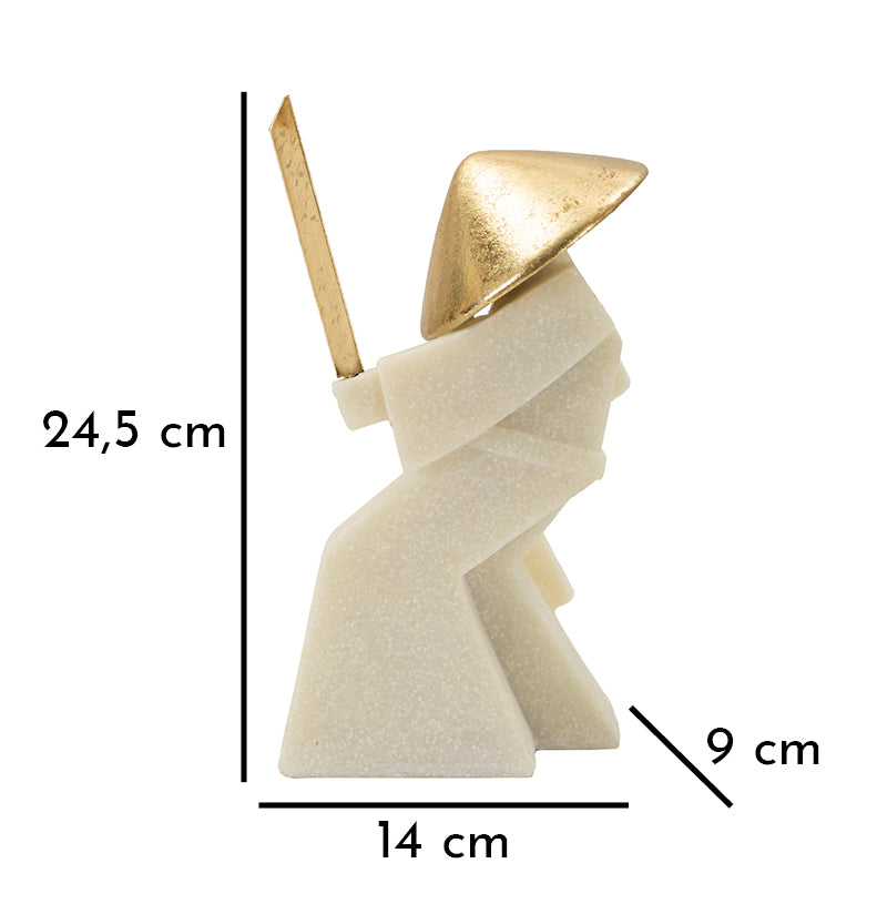 Mauro Ferretti Toku Quarzy samurajskulptur - vit/guld – Vit och guld, Polyresin och metall, 14 × 9 × 24,5 cm – bild 8