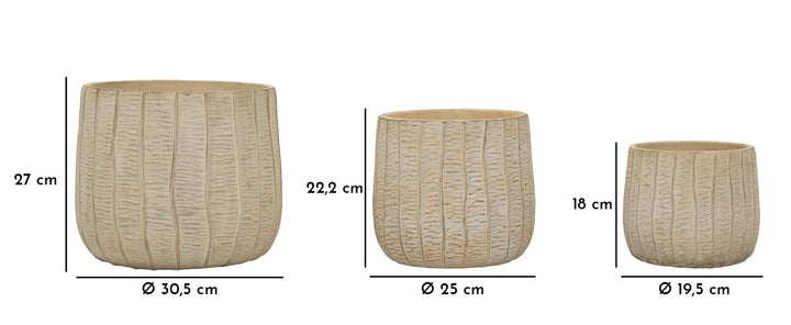 Mauro Ferretti Flake ytterkrukor 3-pack - trälook