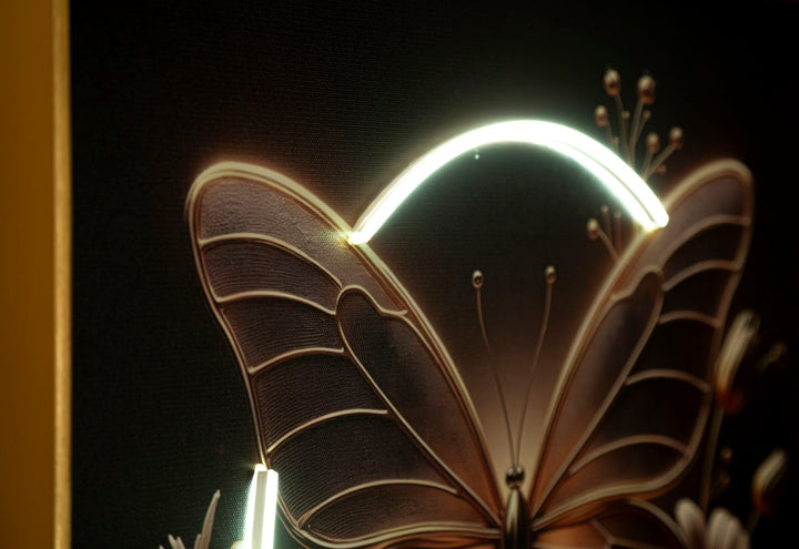 Mauro Ferretti Butterfly LED-tavla 50 × 50 cm - multicolor/guld