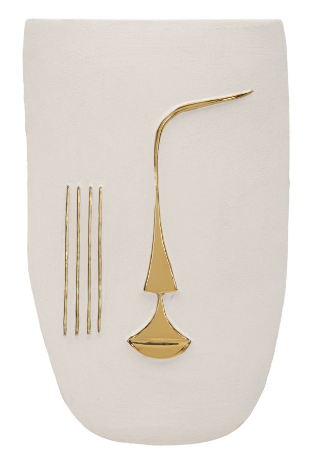 Mauro Ferretti Mumbasa väggdekoration 25 × 6,5 × 39,5 cm - vit/guld