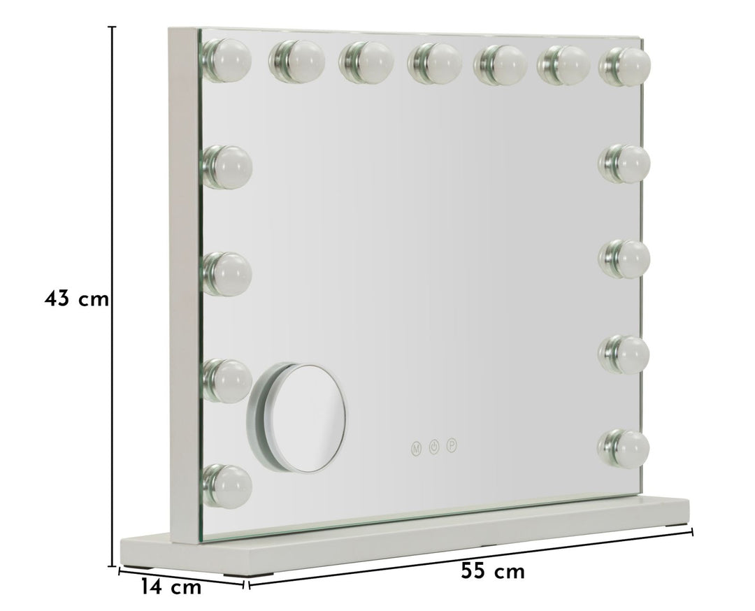 Mauro Ferretti Hollywood LED-sminkspegel 55 × 43 cm - vit