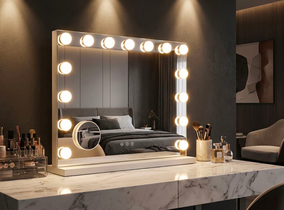 Mauro Ferretti Hollywood LED-sminkspegel 55 × 43 cm - vit