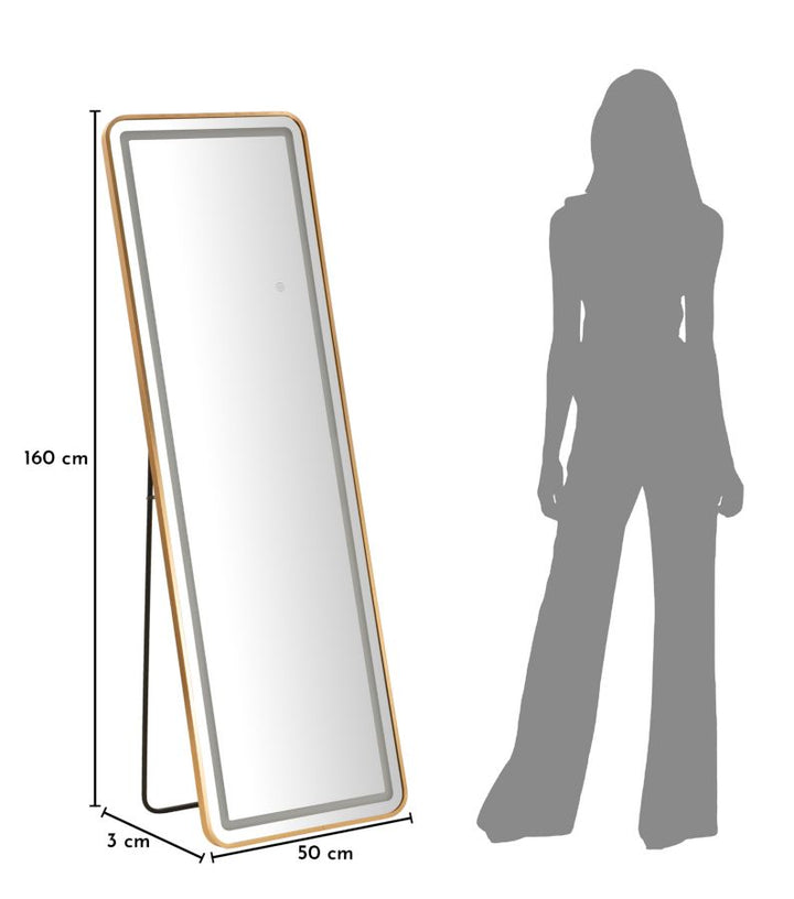 Mauro Ferretti Simple LED-golvspegel 50 × 160 cm - guld