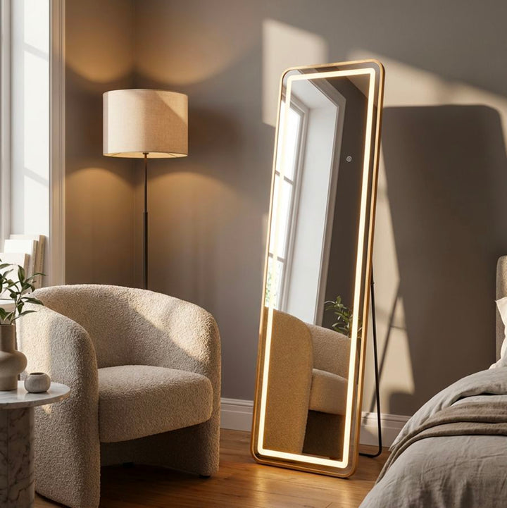 Mauro Ferretti Simple LED-golvspegel 50 × 160 cm - guld