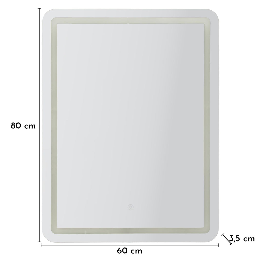 Mauro Ferretti Simple rektangulär LED-spegel 60 × 80 cm - silver