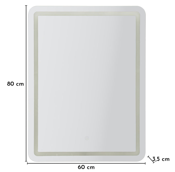Mauro Ferretti Simple rektangulär LED-spegel 60 × 80 cm - silver