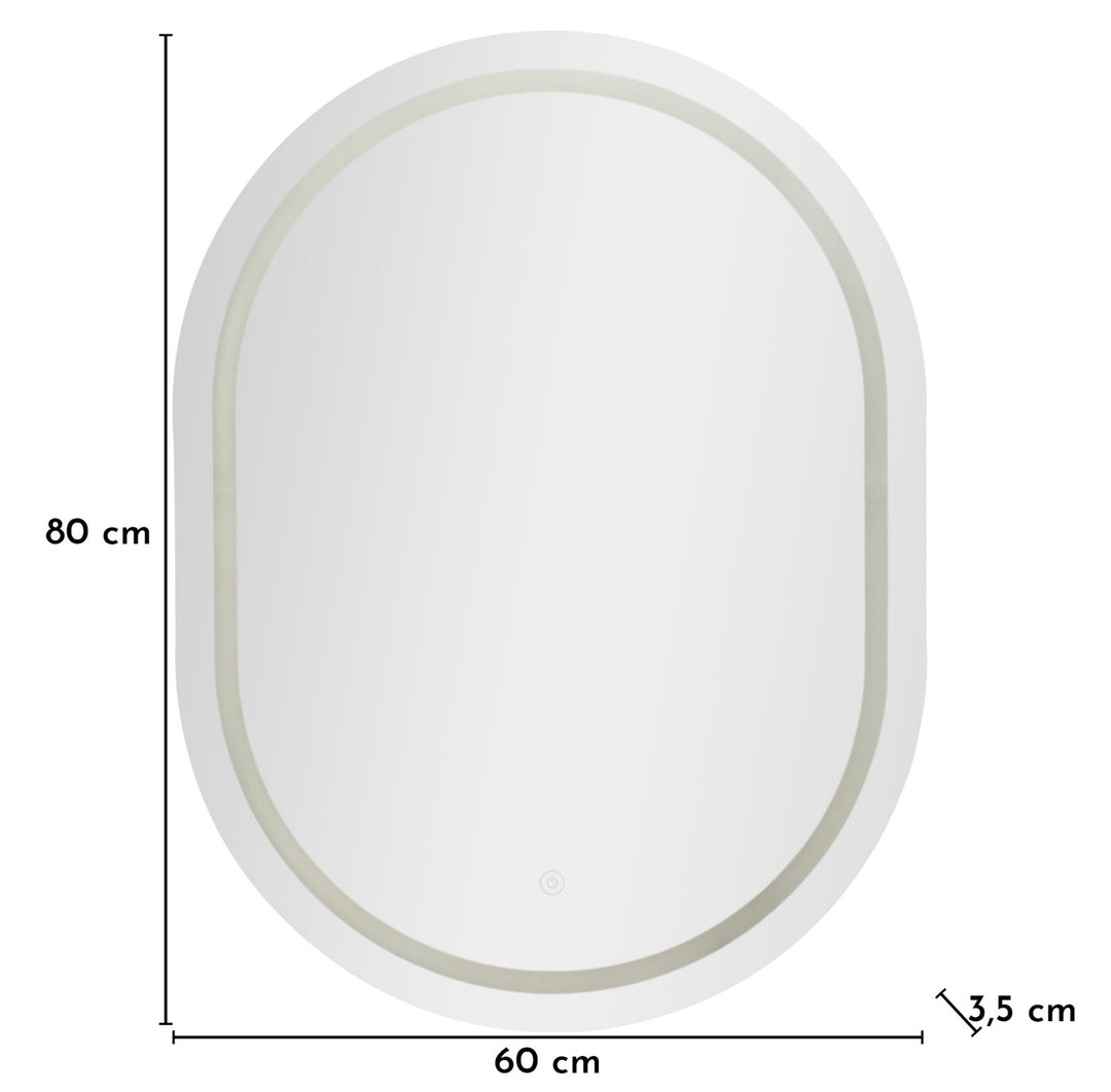 Mauro Ferretti Simple oval LED-spegel 60 × 80 cm - silver