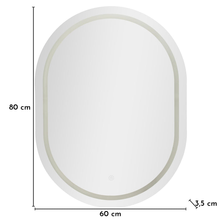 Mauro Ferretti Simple oval LED-spegel 60 × 80 cm - silver