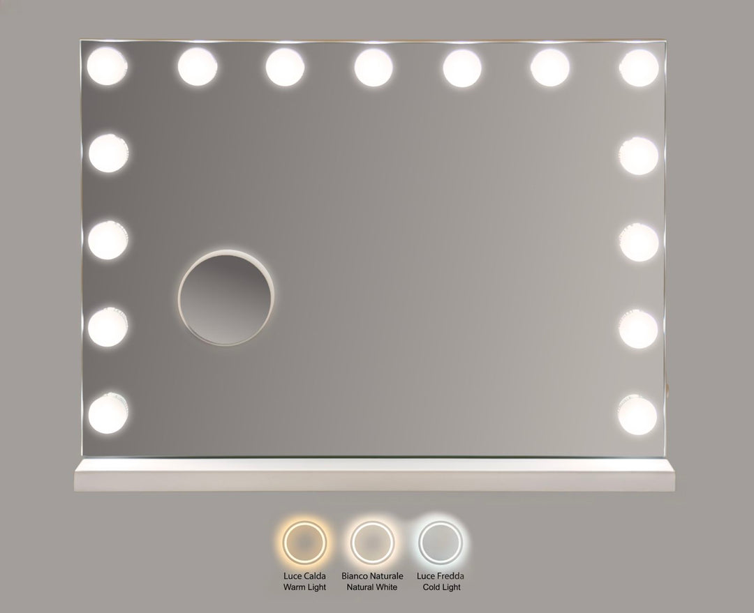 Mauro Ferretti Hollywood LED-sminkspegel 55 × 43 cm - vit