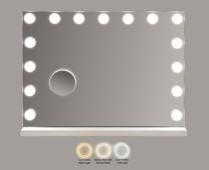 Mauro Ferretti Hollywood LED-sminkspegel 55 × 43 cm - vit