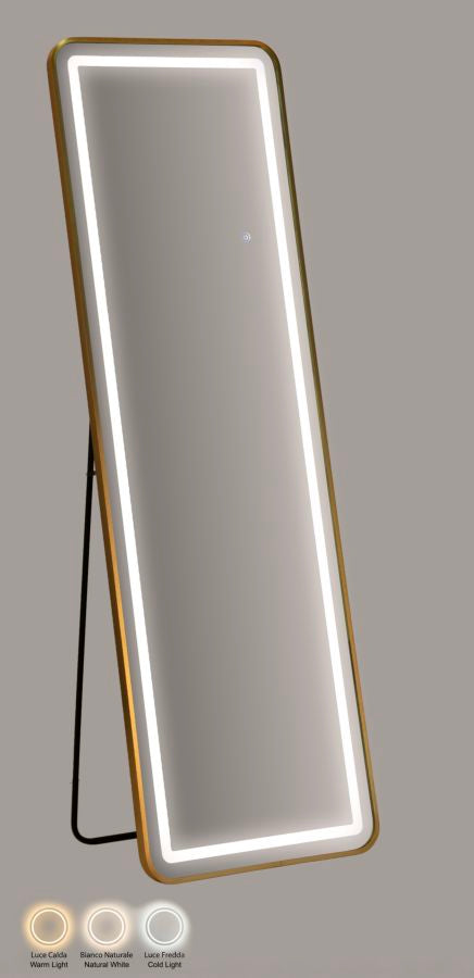 Mauro Ferretti Simple LED-golvspegel 50 × 160 cm - guld