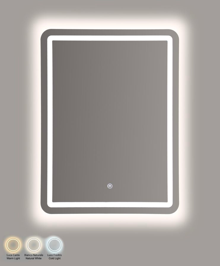 Mauro Ferretti Simple rektangulär LED-spegel 60 × 80 cm - silver