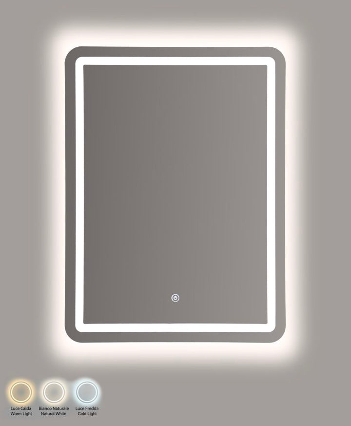 Mauro Ferretti Simple rektangulär LED-spegel 60 × 80 cm - silver