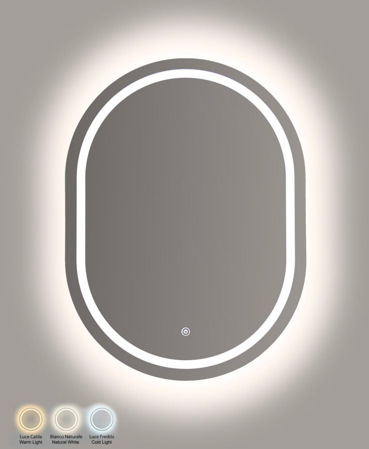 Mauro Ferretti Simple oval LED-spegel 60 × 80 cm - silver