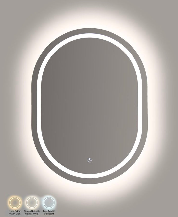 Mauro Ferretti Simple oval LED-spegel 60 × 80 cm - silver