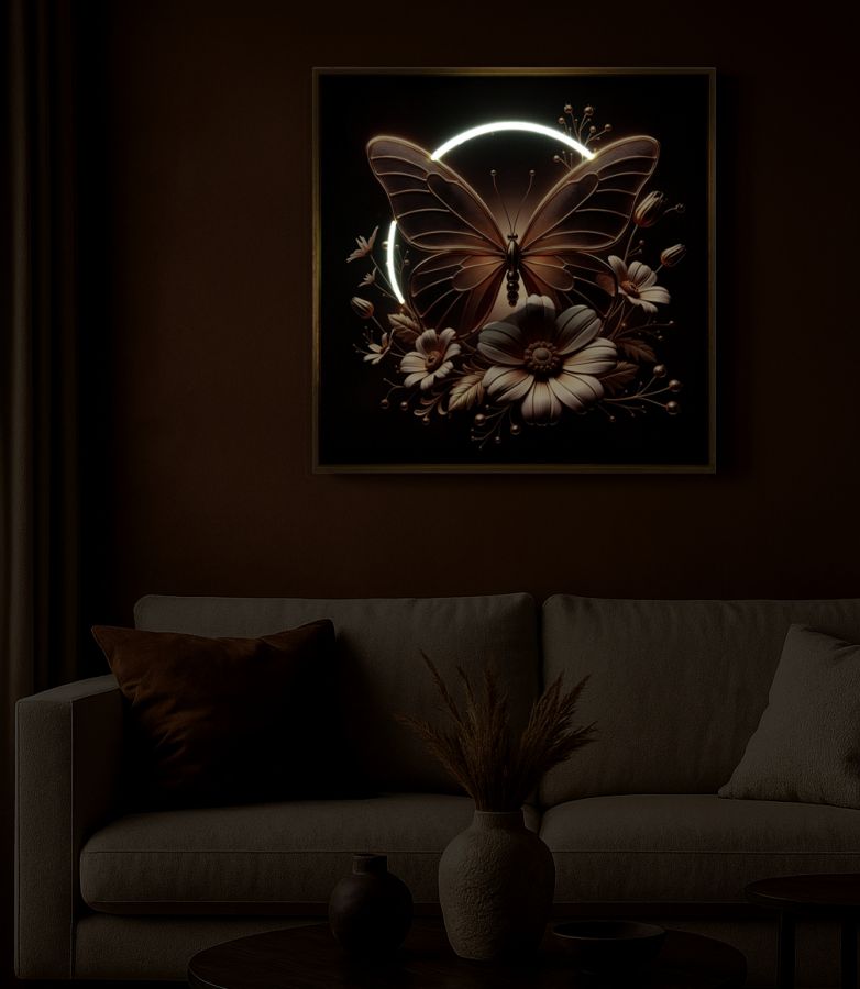 Mauro Ferretti Butterfly LED-tavla 50 × 50 cm - multicolor/guld