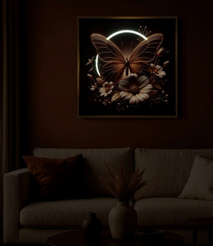 Mauro Ferretti Butterfly LED-tavla 50 × 50 cm - multicolor/guld