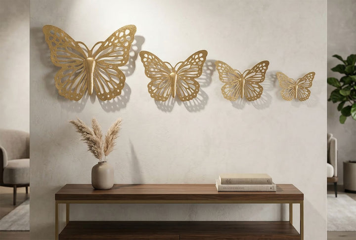 Mauro Ferretti Butterflies väggdekoration 4-pack - guld