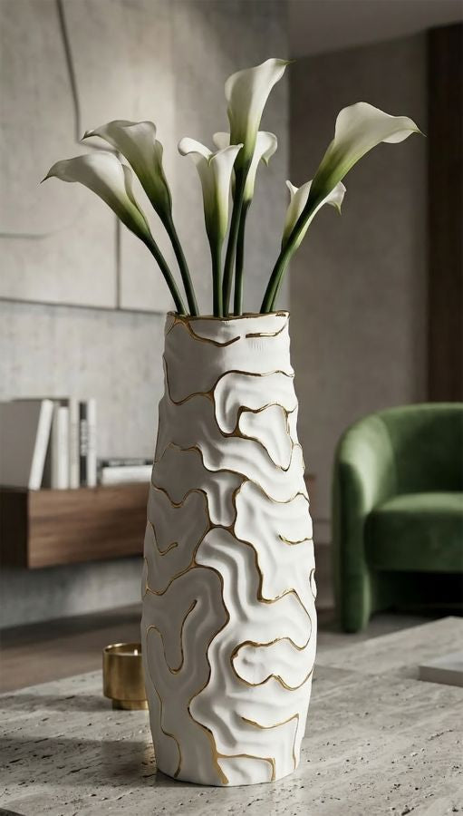 Mauro Ferretti Lia vas Ø12 × 29,5 cm - vit/guld