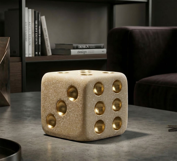 Mauro Ferretti Quarzy dekorativ tärning 8 cm - vit/guld – Vit och guld, Polyresin, 8 × 8 × 8 cm – bild 6