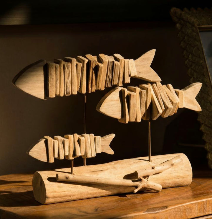 Mauro Ferretti Fish Nature träskulptur i naturfärgat tanoakträ