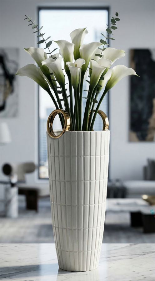 Mauro Ferretti Shopping vas Ø18 × 45 cm - vit/guld