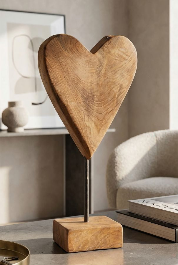 Mauro Ferretti Heart hjärtskulptur i teak 35 cm