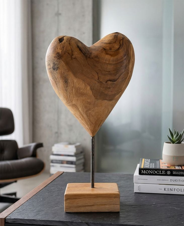 Dobu hjärtskulptur i teak 20 x 12 x 37 cm – bild 9