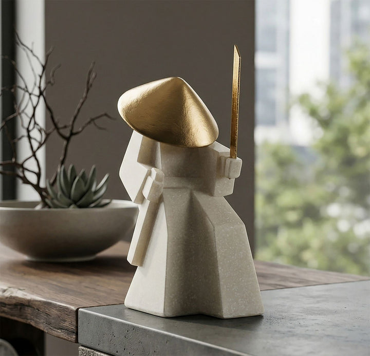 Mauro Ferretti Toku Quarzy samurajskulptur - vit/guld – Vit och guld, Polyresin och metall, 14 × 9 × 24,5 cm – bild 7