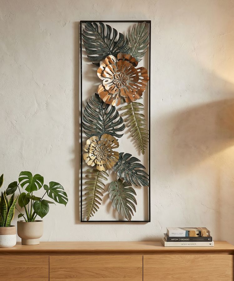Mauro Ferretti Too A 3D-väggpanel med blommor och blad 30,5 × 88,5 cm