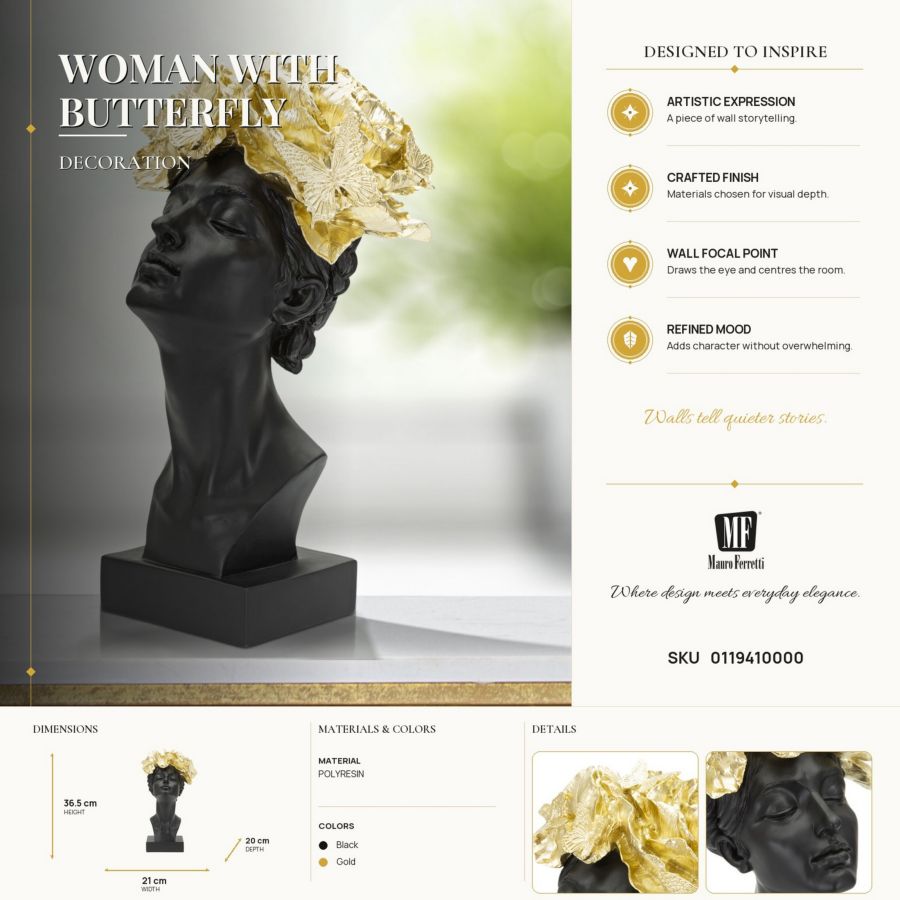Mauro Ferretti Woman with Butterfly figur 36,5 cm
