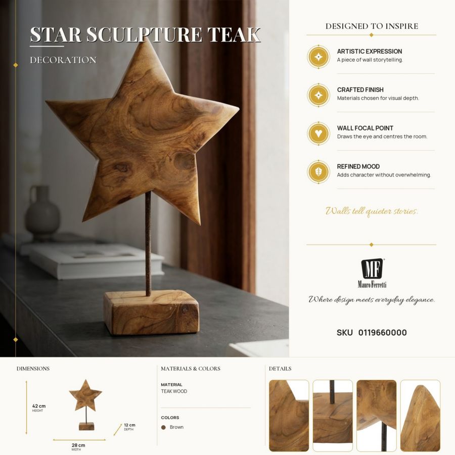 Mauro Ferretti Star skulptur i teak