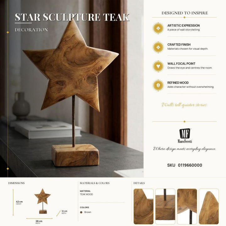 Mauro Ferretti Star skulptur i teak