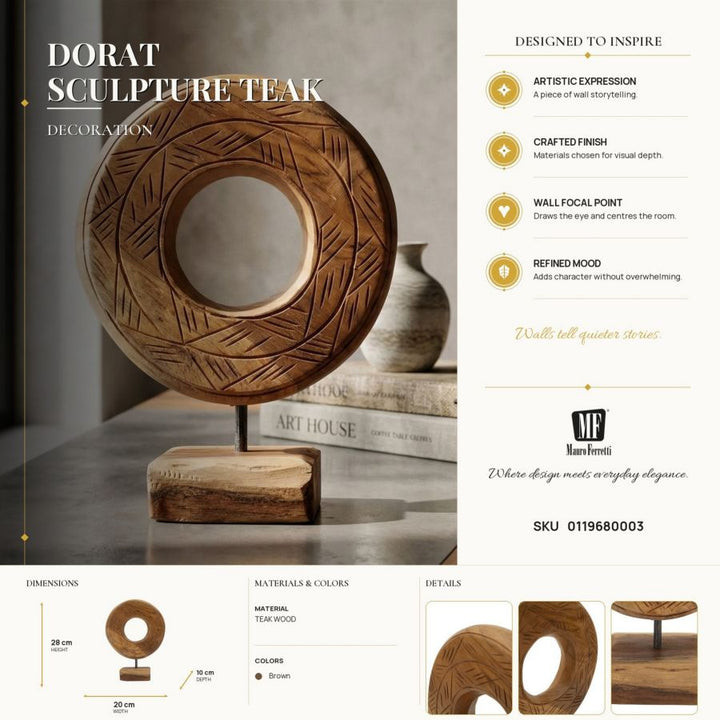 Mauro Ferretti Dorat skulptur i teak 20 cm